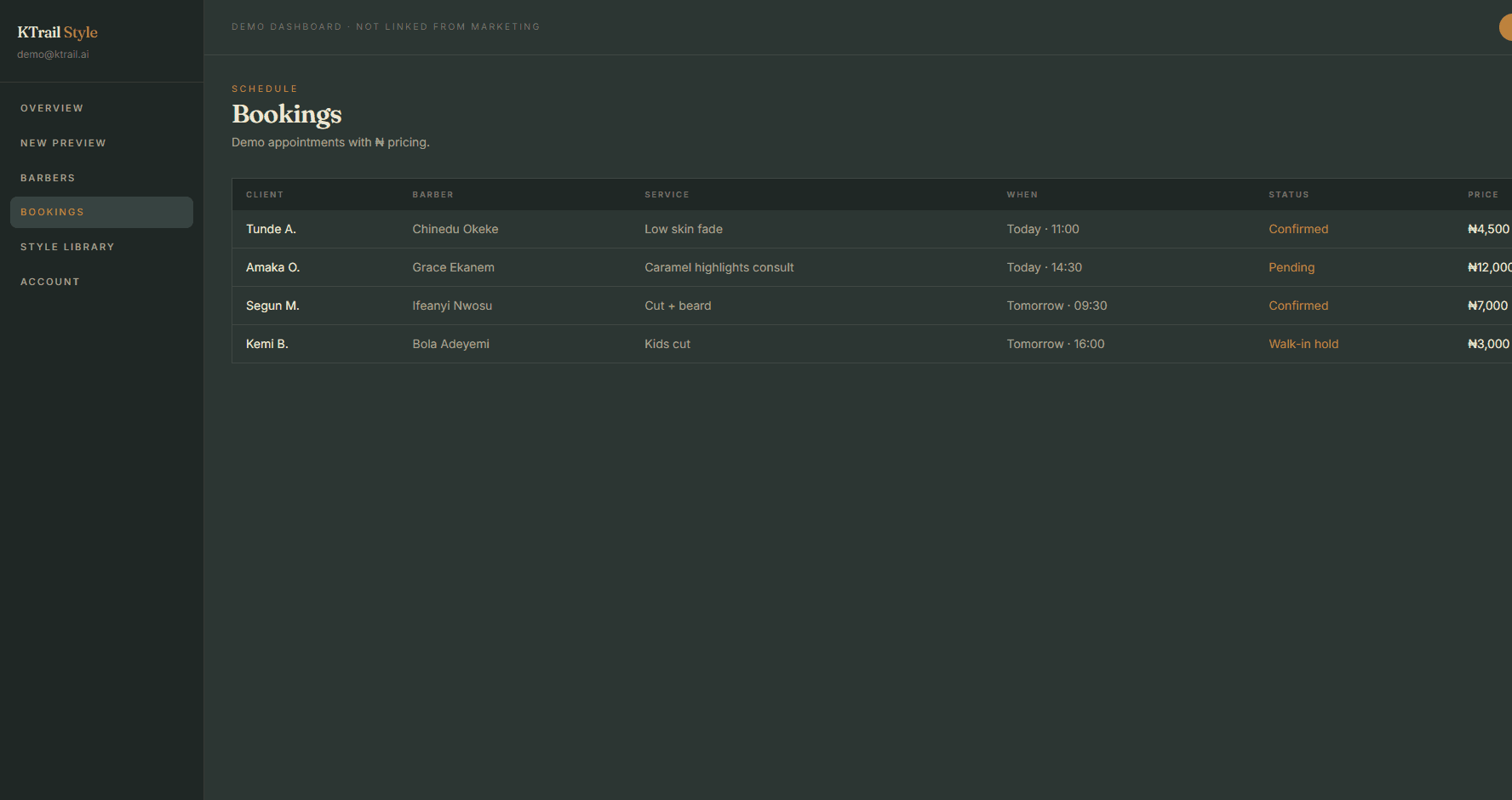 Booking activity
